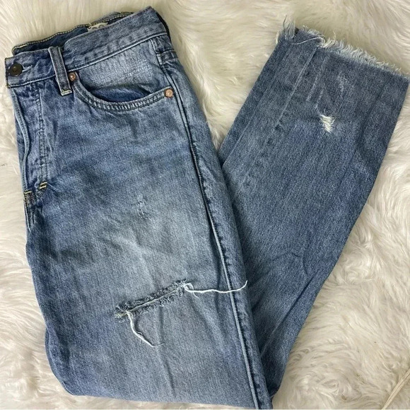 We The Free Free People High Rise Skinny Distressed Jeans Size 28 Size 6 - Picture 5 of 7